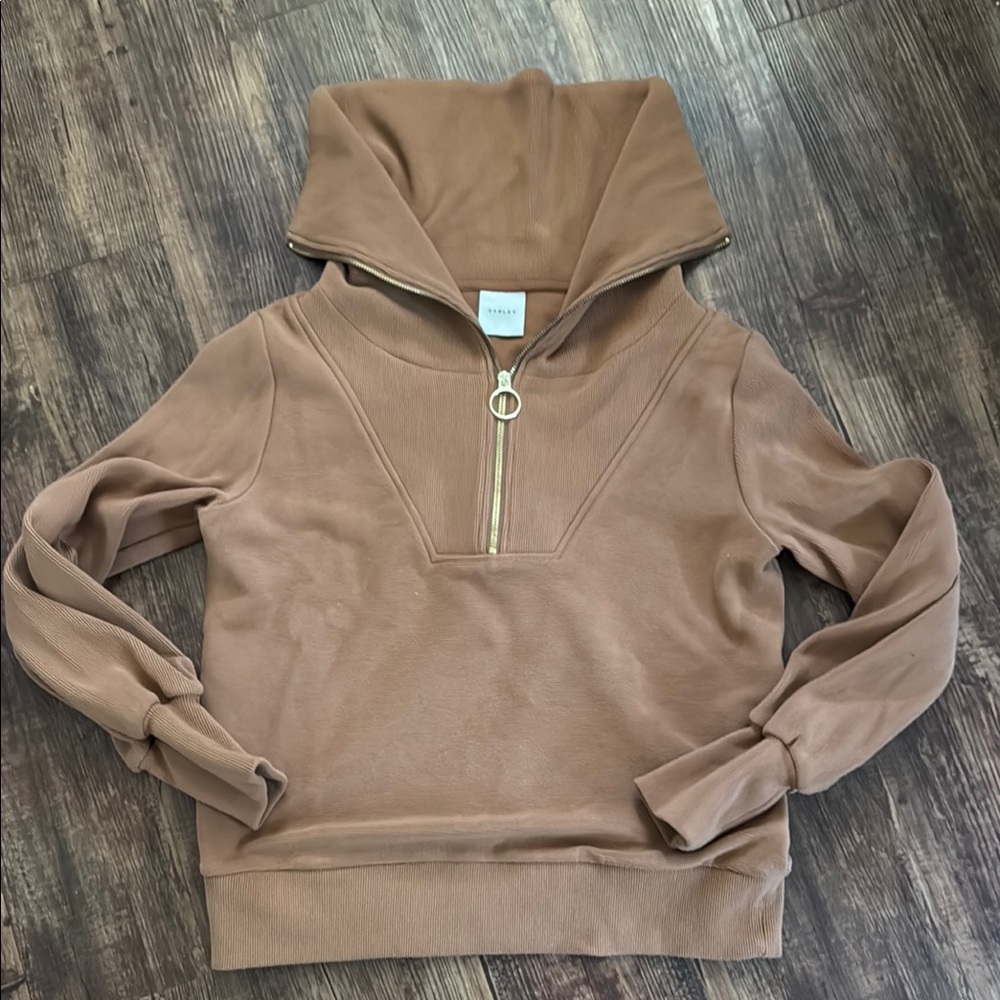Varley Tan Half-Zip Hoodie